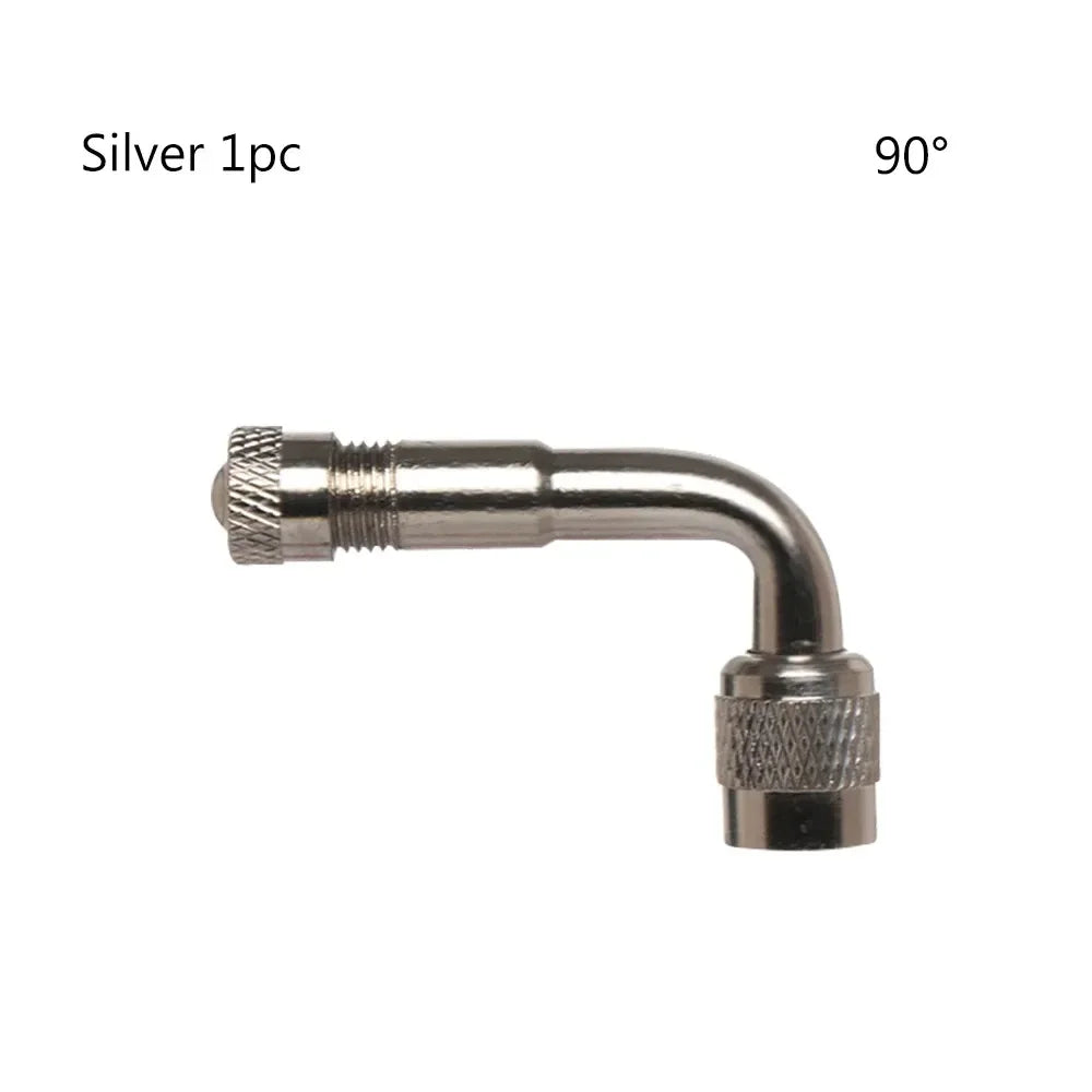 2 Pcs Motorcycle 45 90 135 Degree Angle Bent Valve Adaptor Tyre Tube Valve Extension Adapter for Truck Car Moto Bike Oasis Select Silver-90 1pc