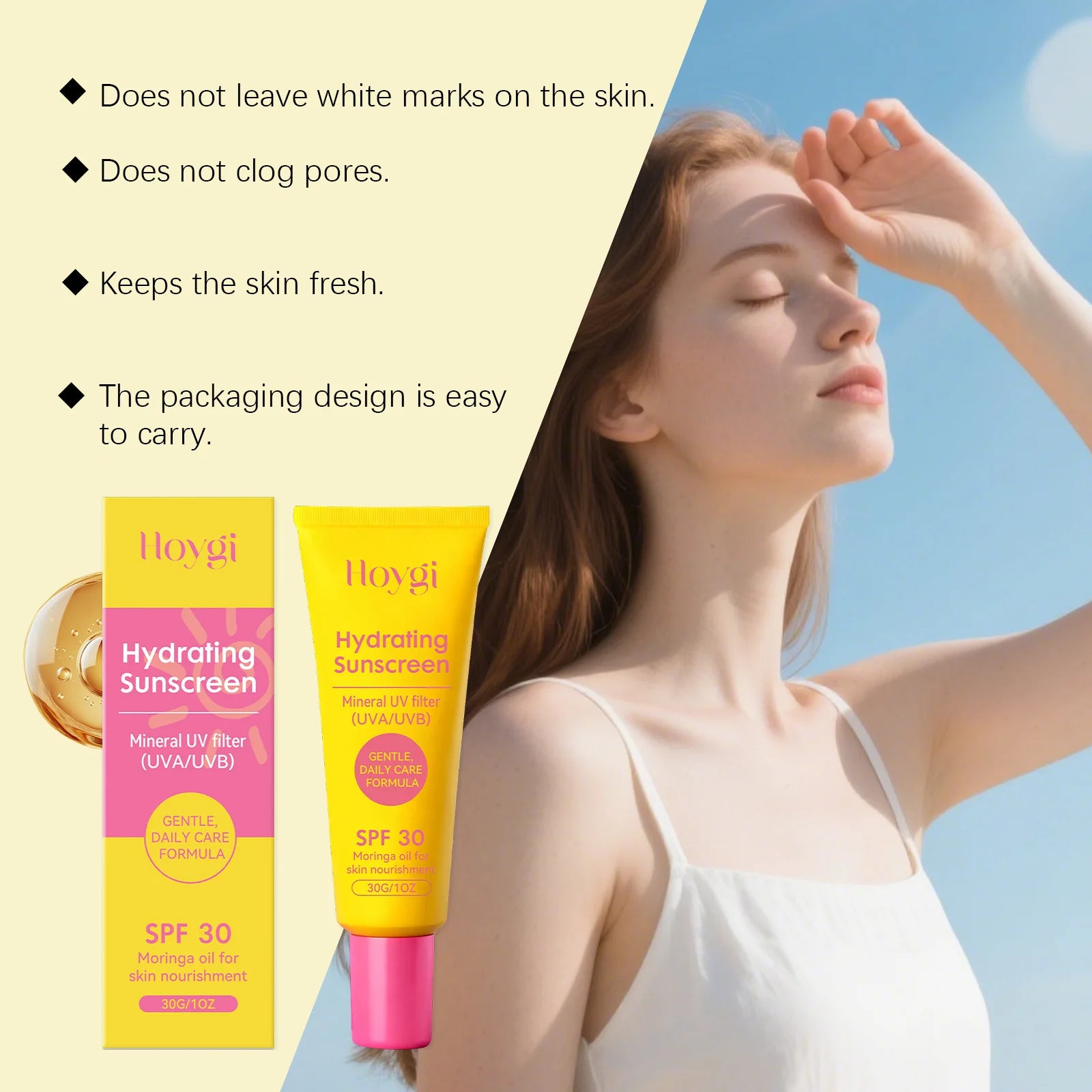 SFP 30+Mineral Face Cream Hydrating Moringa Oil Moisturizing Skin Shield Lotion Daily Outdoor Body Care Gentle Sensitive Skin Oasis Select