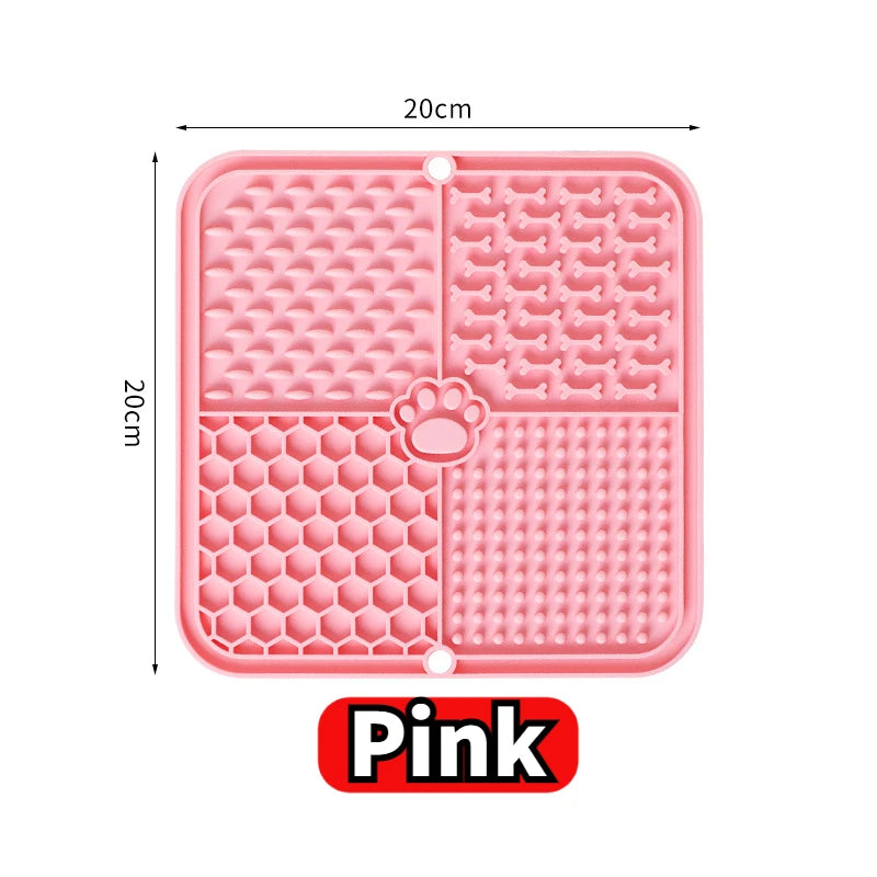 Pet Lick Silicone Mat Slow Feeder Dog Food Plate Bathing Distraction Sucker Training Feeder for Dogs Kitchen Supplies Oasis Select Pink