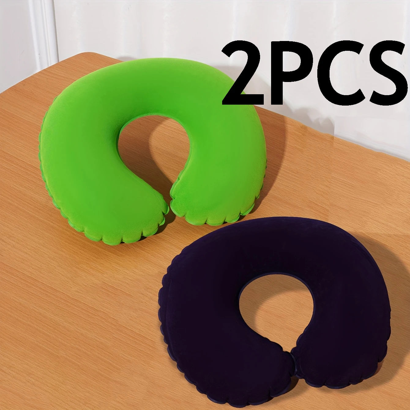 2Pcs/Pack inflatable U-shaped pillow, portable folding neck pillow for travel, suitable for travel Oasis Select Green and Purple