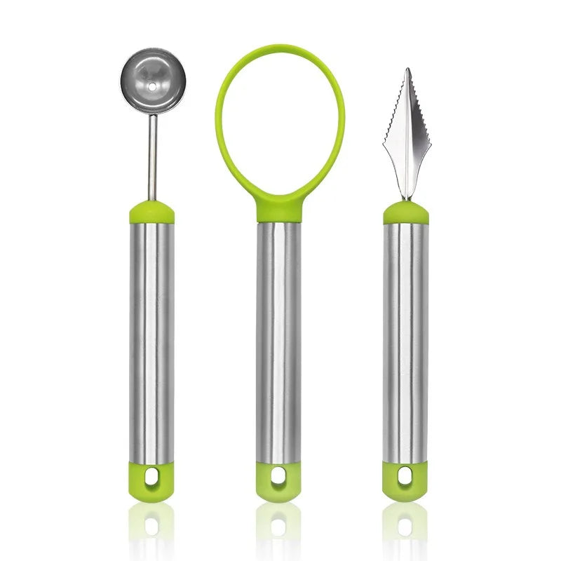 Stainless Steel Fruit Tool Set – Melon Baller, Corer & Knife Fruit Kitchen Tool Set Oasis Select 3pcs