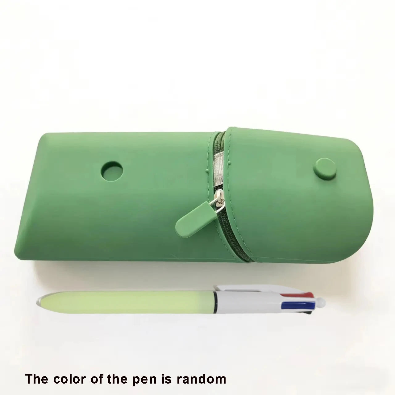 Expandable Silicone Pencil Case with 1pc Pen - Large Capacity Foldable Pen Box & Portable Desk Organizer Desk Accessories Oasis Select green and 1pc pen