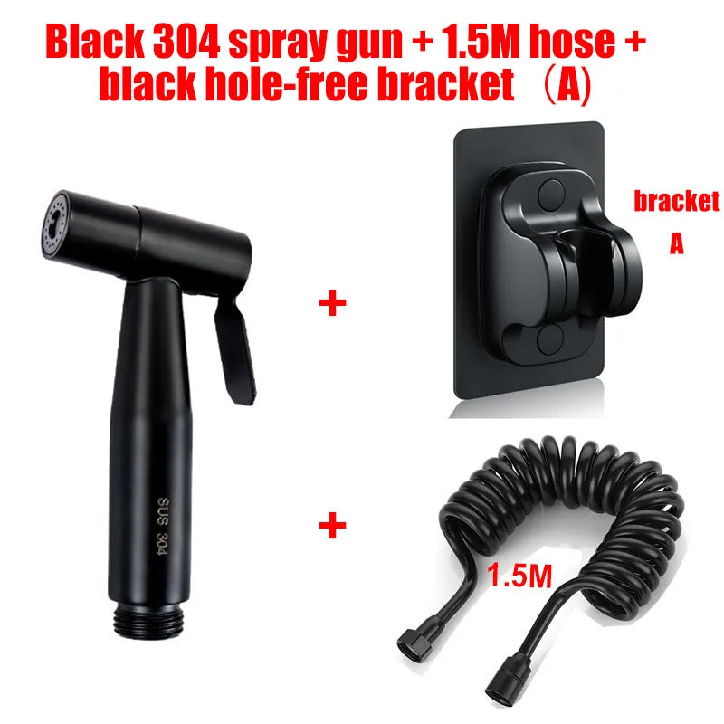 Portable Bidet Toilet Sprayer Stainless Steel Hand Held Spray Toilet Shower Wc Dual Control Angle Valve Bathroom Accessories Oasis Select Package E 3 in 1 G1/2