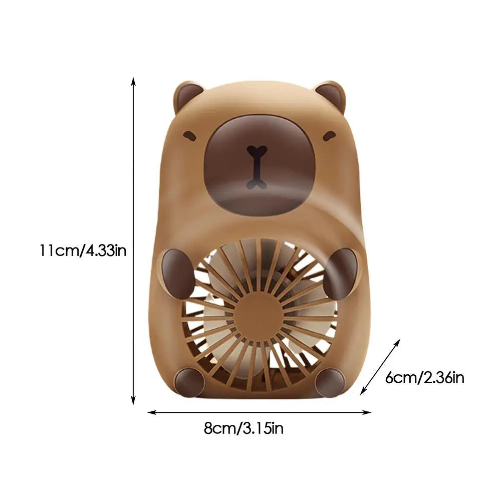 Animal Fan Handheld Electric Capybara Fan USB Charging 3-Speed Air Coolers Personal Cooling Devices Handheld Desktop Mini Fan Oasis Select Brown