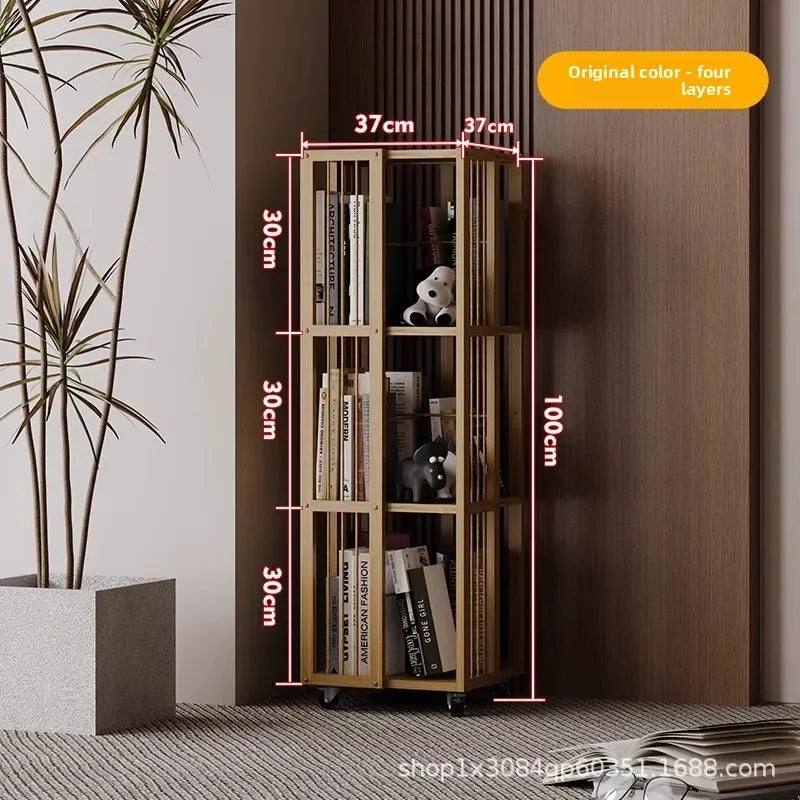 Multi-functional Rotating bookshelf Home living room Movable multi-layer shelf Non-solid wood storage artifact Simple bookcase Oasis Select Primary color 4