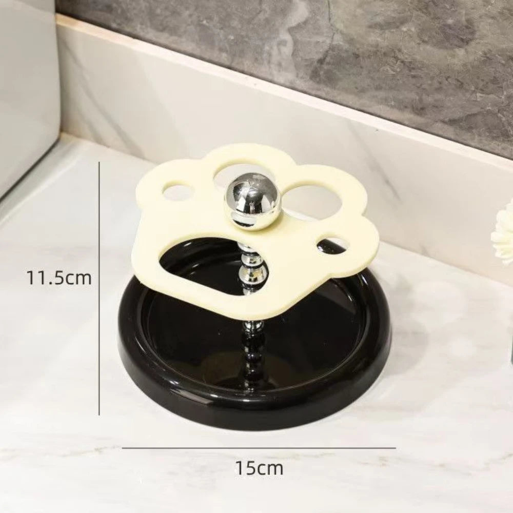Cat Paw Shape Ceramic Toothbrush Holder Cute No Punching Toothbrush Holder Base Makeup Brush Storage Bathroom Accessories Tool Oasis Select d