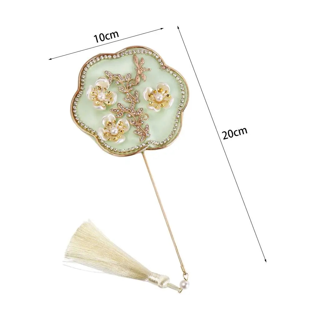 Chinese Style Mini Chinese Fan with Pendant Handheld Bridal Group Fan Tassels Vintage Chinese Silk Fan Chinese Wedding Oasis Select
