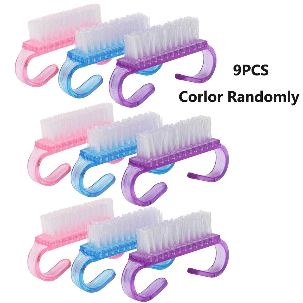 3/6/9PCs Handle Grip Nail Brush Small Fingernail Scrub Cleaning Nail Brushes Cleaner Nail Scrubber for Nails and Toes Women Men Oasis Select random-9PCS