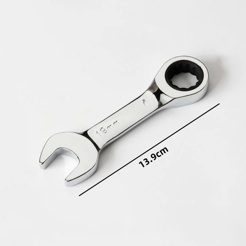 1Pcs 6-19mm 72 Tooth Short Handle Ratchet Socket Wrench CRV Quick Open Reversible Combination Stubby Spanner Auto Repair Tools Oasis Select