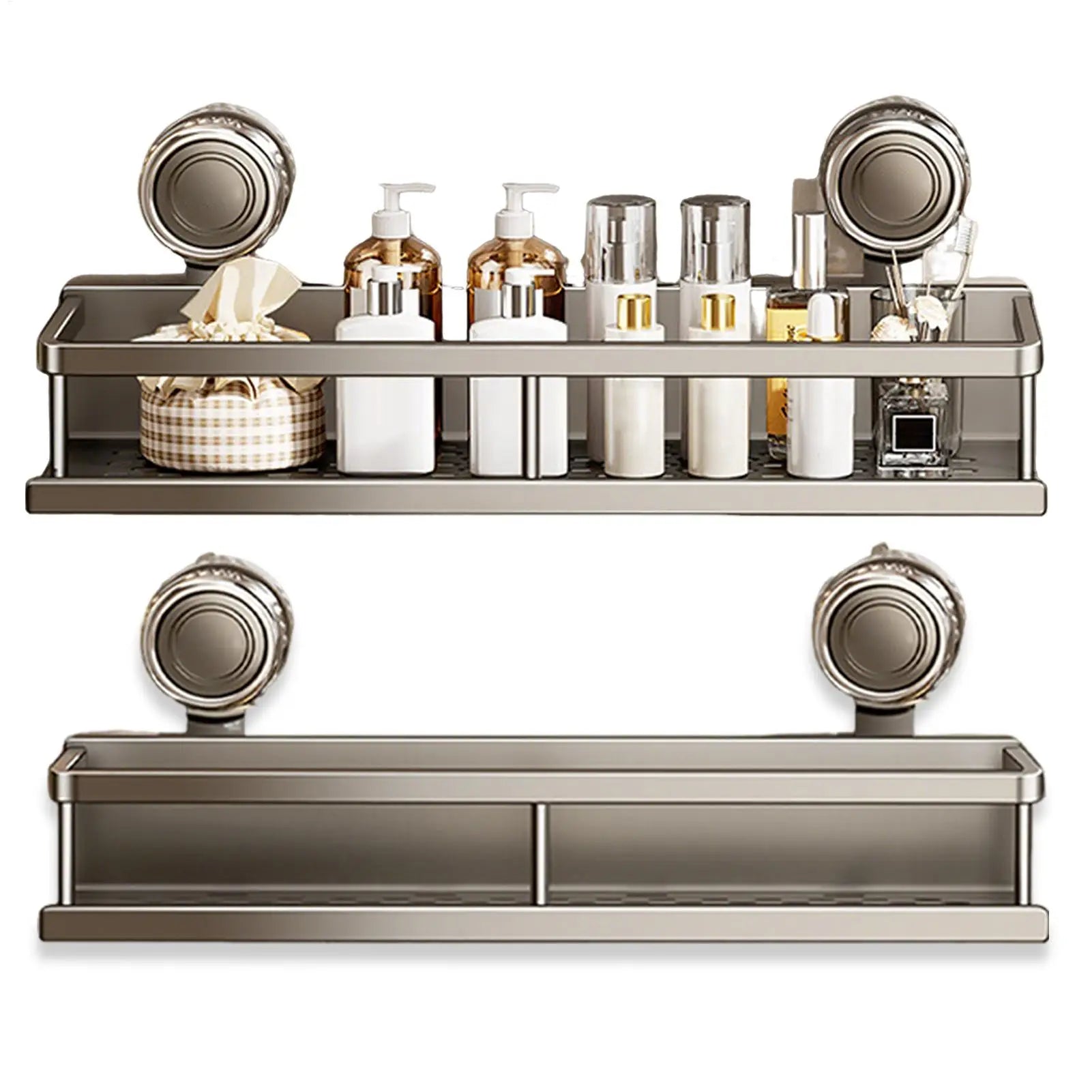 Suction Cup Shower Shelf No Drilling Shelves Wall Storage Space Saving Solution for Apartment Kitchen Restroom Living Room Home Oasis Select