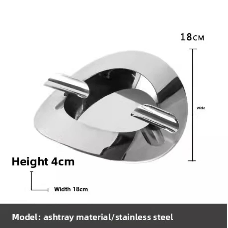 Modern Italian Minimalist Stainless Steel Cigar Ashtray Decoration Tea Room Study Desktop Fashionable Home Decor Oasis Select 18cm