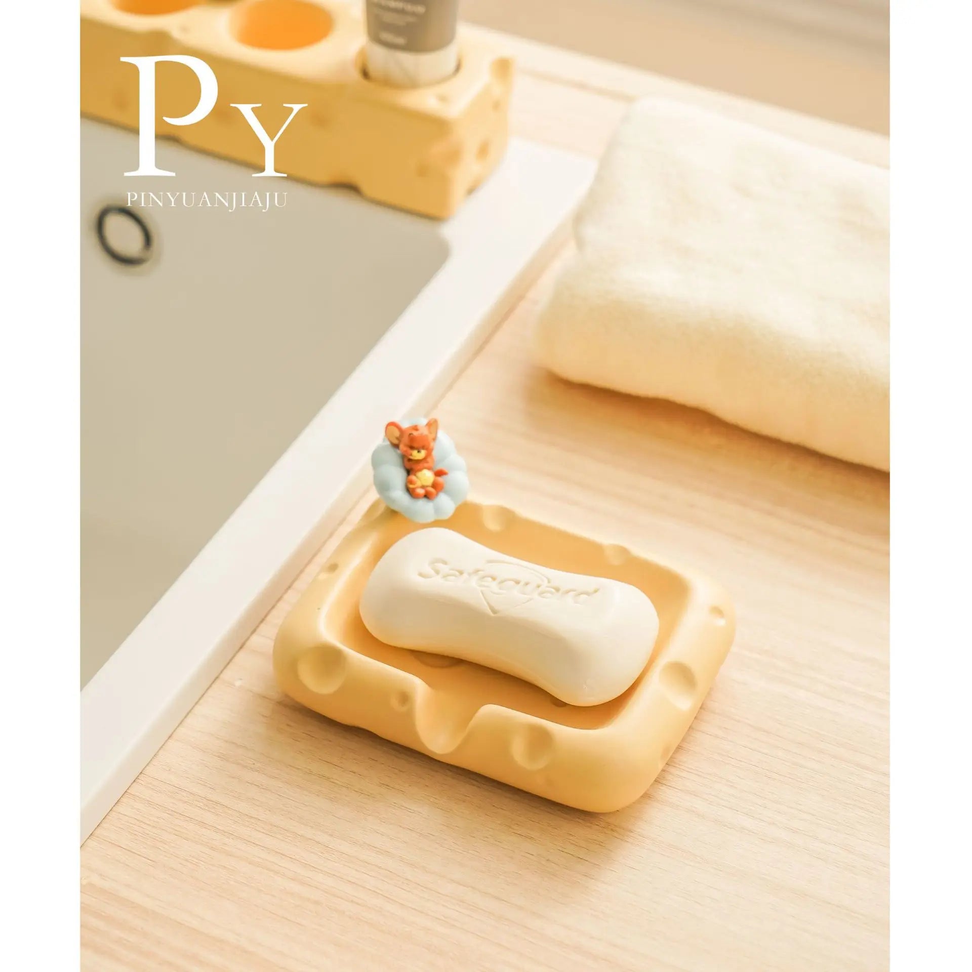 Ceramic Cheese Soap Box Draining Creative Home Daily Toilet Bathroom Washstand Light Luxury High-grade Soap Box Oasis Select
