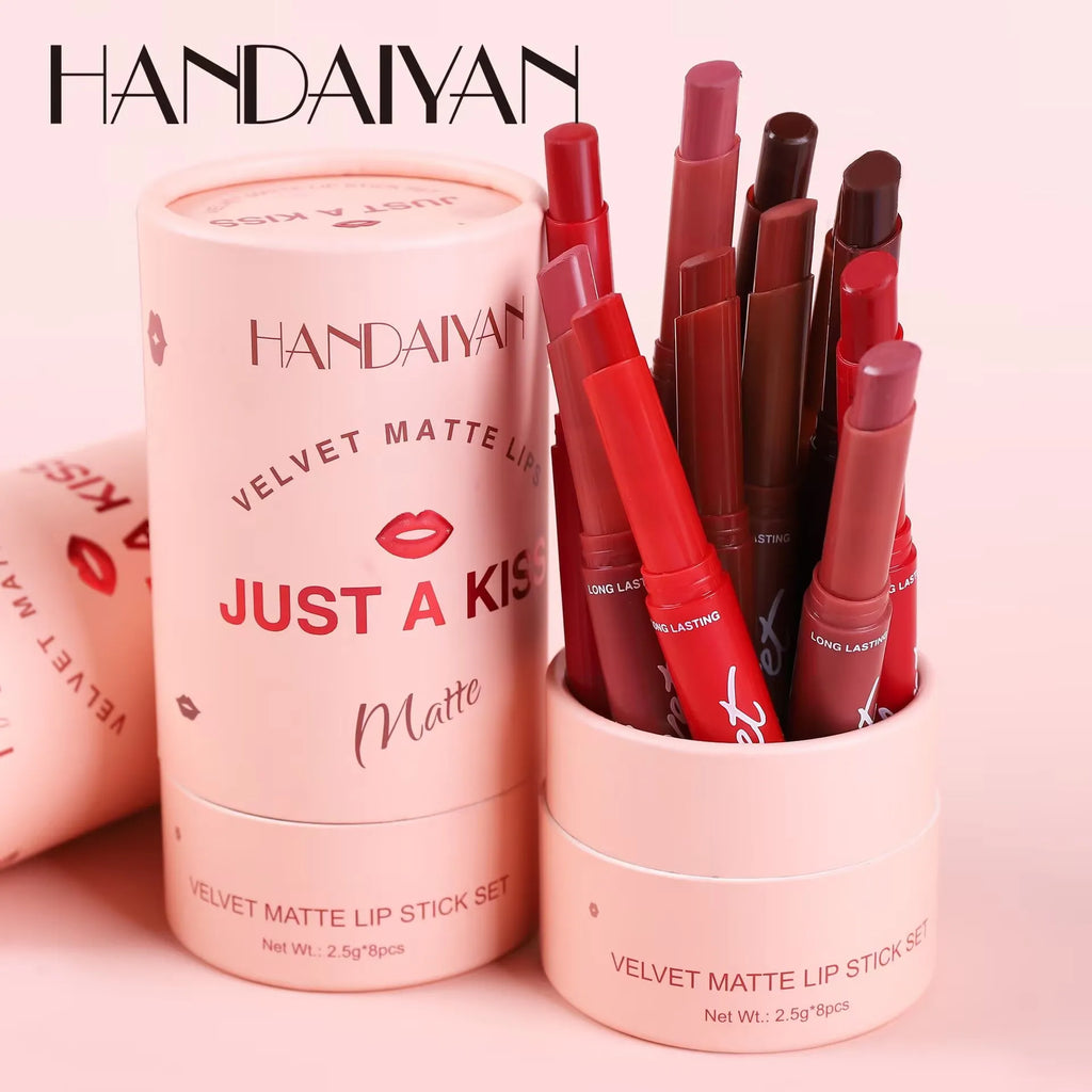 Handaiyan 8-Piece Velvet Matte Lipstick Set with Gift Box