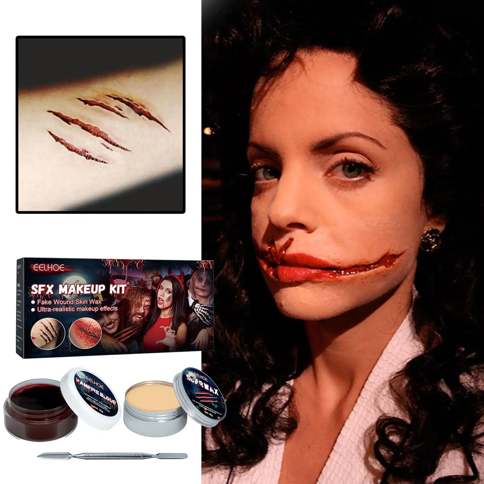 Halloween Scar Wax & Fake Blood Special Effects Makeup Kit Special Effects Makeup Oasis Select