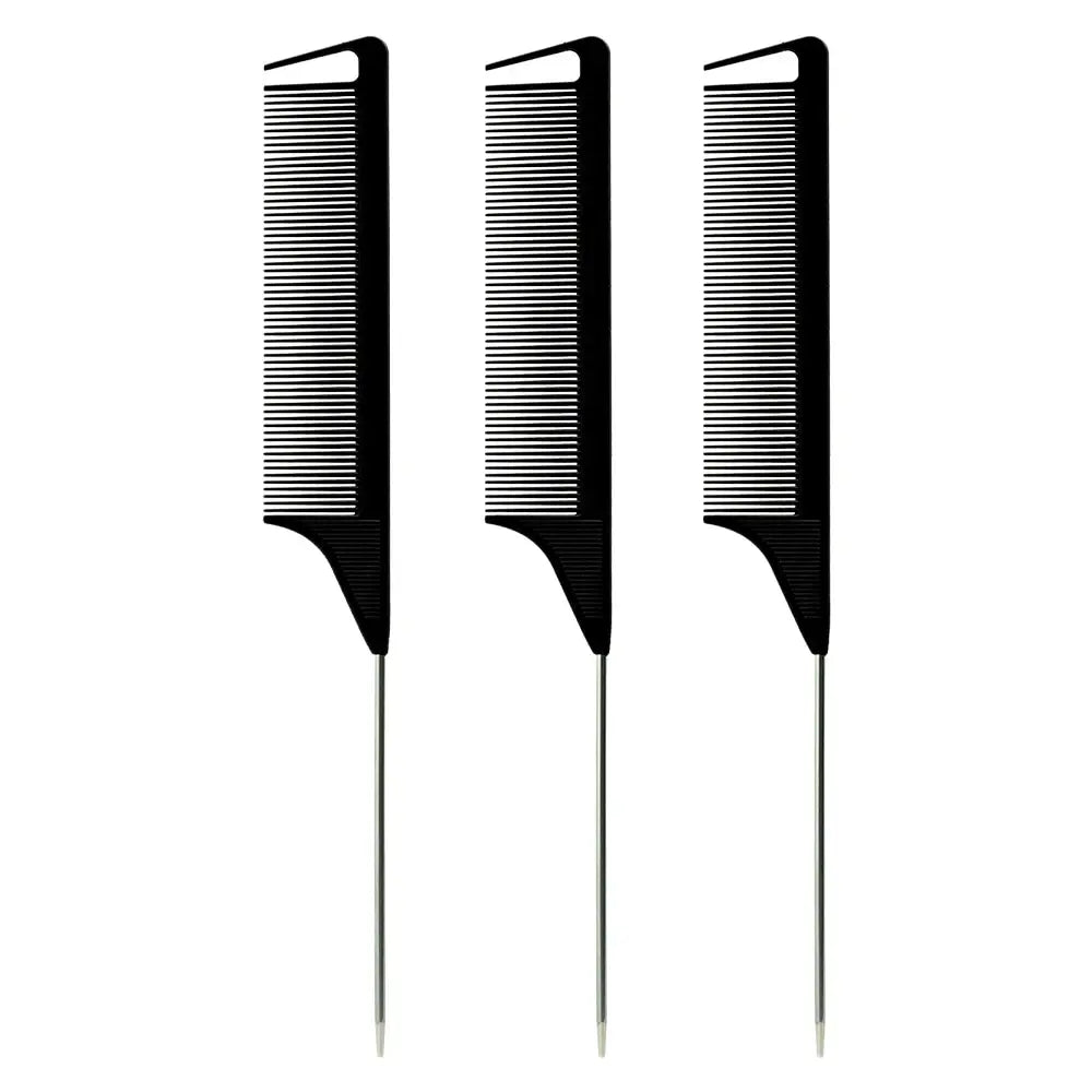 4 Candy Colors Hair Styling Pointy Tail Comb Set Anti-static Comb for Wig, Partition, Braid, Hair Dye, and Highlights Hair Tools Oasis Select TZ06926-Black-3Pcs1