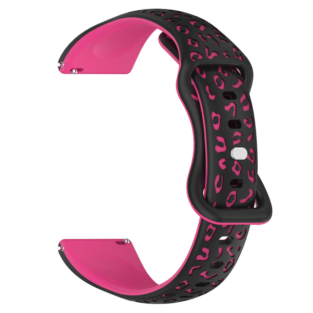 Leopard Silicone Sport Watch Band – 16/18/20/22mm, Amazfit Silicone Watch Band Oasis Select Black with Pink 22mm