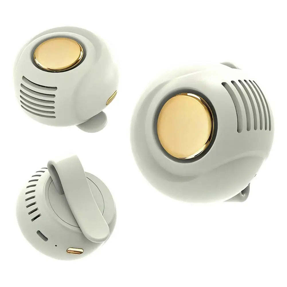 Portable Clip-on Mini Fan Handheld Wearable Bladeless Snap On Silent Fan USB Charging For Camping Travel Working Oasis Select Beige