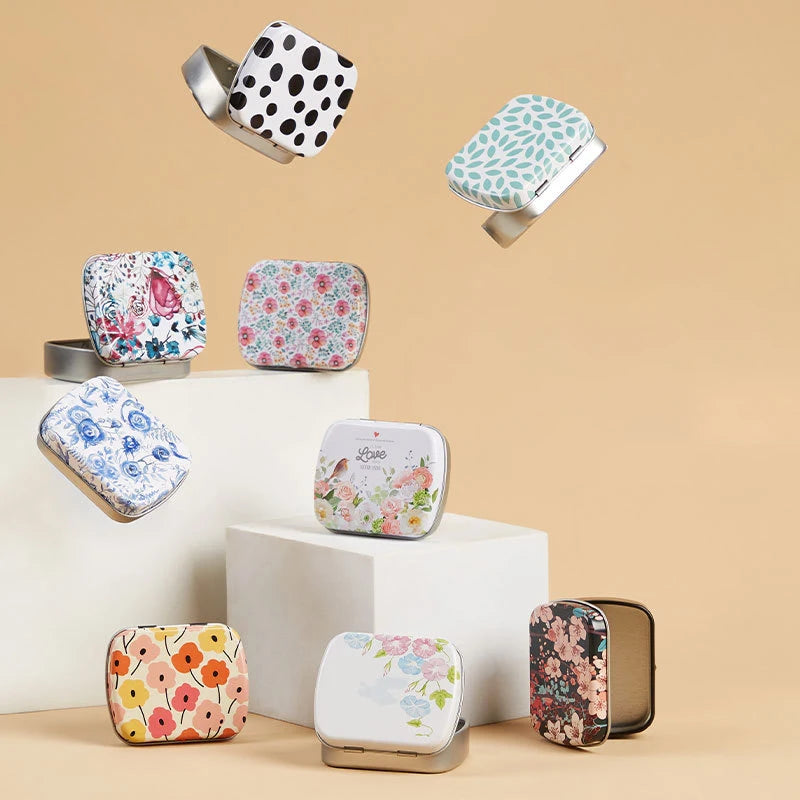 Mini Tin Box Metal Hinged Empty Tins With Lid Portable Rectangular Small Storage Container Candy Pill Cases For Home Organizer Oasis Select