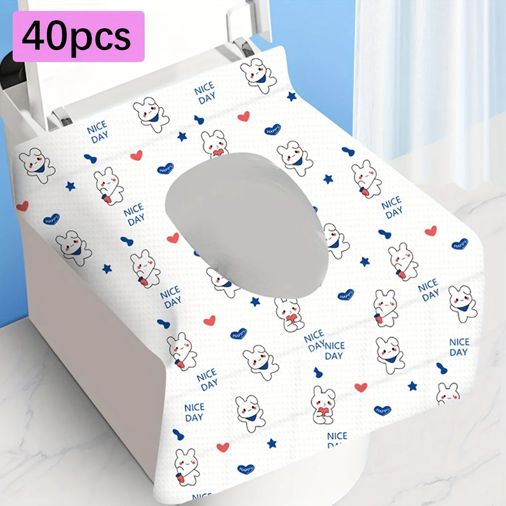 10/40/70 Pcs Disposable Toilet Seat Covers for Travel Public Bathrooms Airplane Hygiene Universal Fit All Ages Potty Training Oasis Select 40pcs rabbit