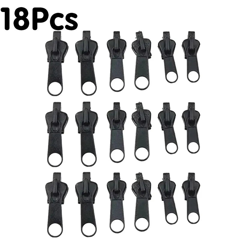 6-30Pcs New Instant Zipper Universal Instant Fix Zipper Repair Kit Replacement Zip Slider Teeth Rescue New Design for DIY Sew Oasis Select 18pcs Black