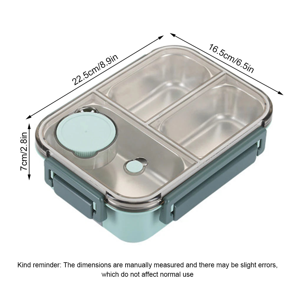 3-Compartment Insulated Stainless Steel Bento Lunch Box