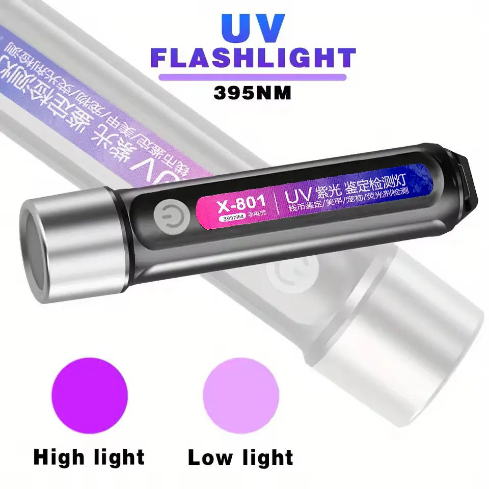 365/395nm UV Flashlight Rechargeable Mini Violet Torch Portable Ultraviolet Cat Tinea Money Ore Marker Inspection Flashlights Oasis Select