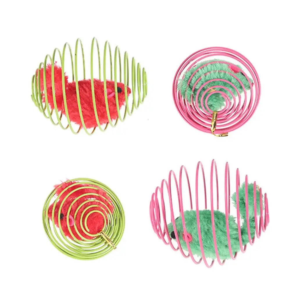Cat Toy Balls Funny Stretchable Springs Toys Interactive Caged Rats Rolling Cat Balls Random Color Cat Mouse Toy Cat Accessories Oasis Select
