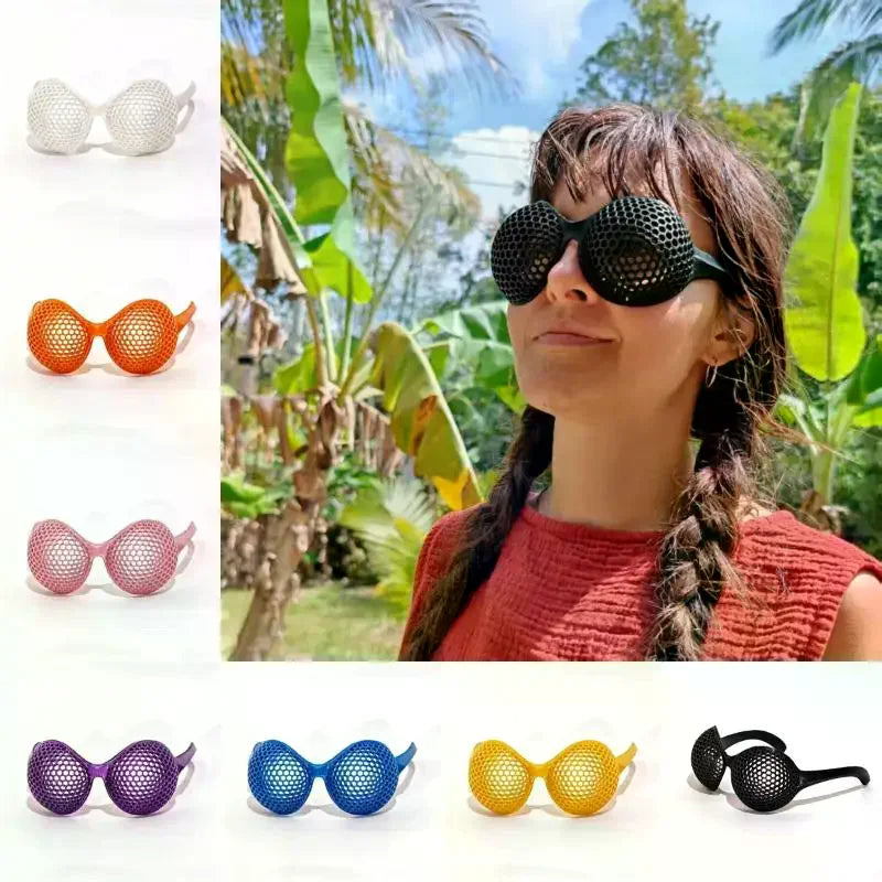 Funny Creative 3D Printed Eye Glasses Colorful Fashion Hollow Compound Eye Glasses For Party Photo Props Glasses Oasis Select