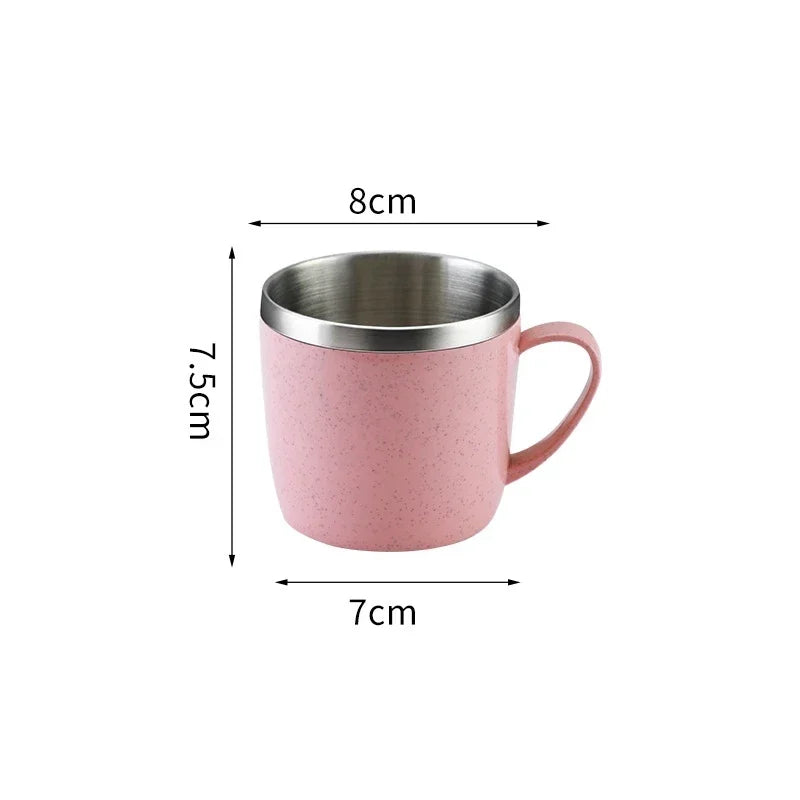 220ml Water Bottle Double Layer Anti-scalding 304 Stainless Steel Coffee Mug Milk Tea Drinks Water Cup with Handle Traveling Cup Oasis Select Pink 220ml