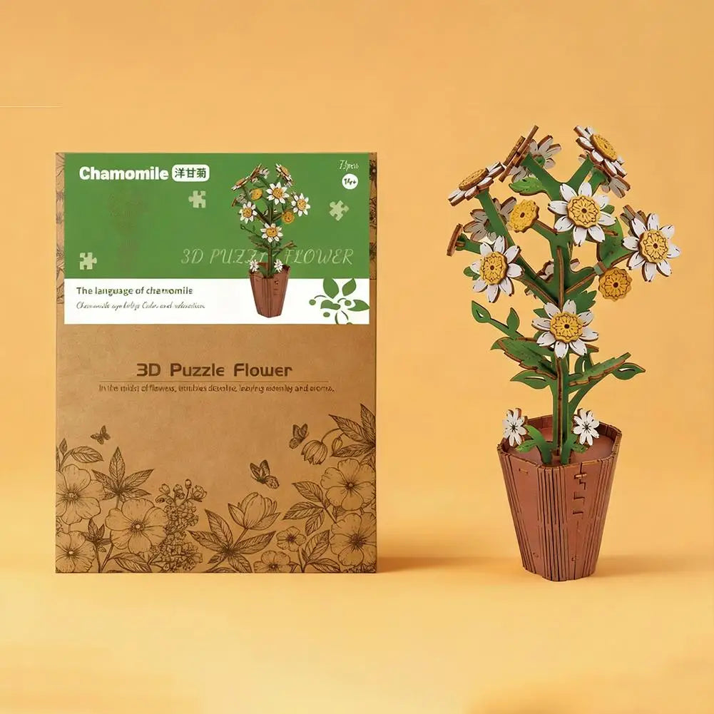3D Wooden Puzzles Flowers Diy Artifical Botanical Bouquet Puzzle Kit Home Decoration For Adults Mother's Day Birthday Gift Oasis Select