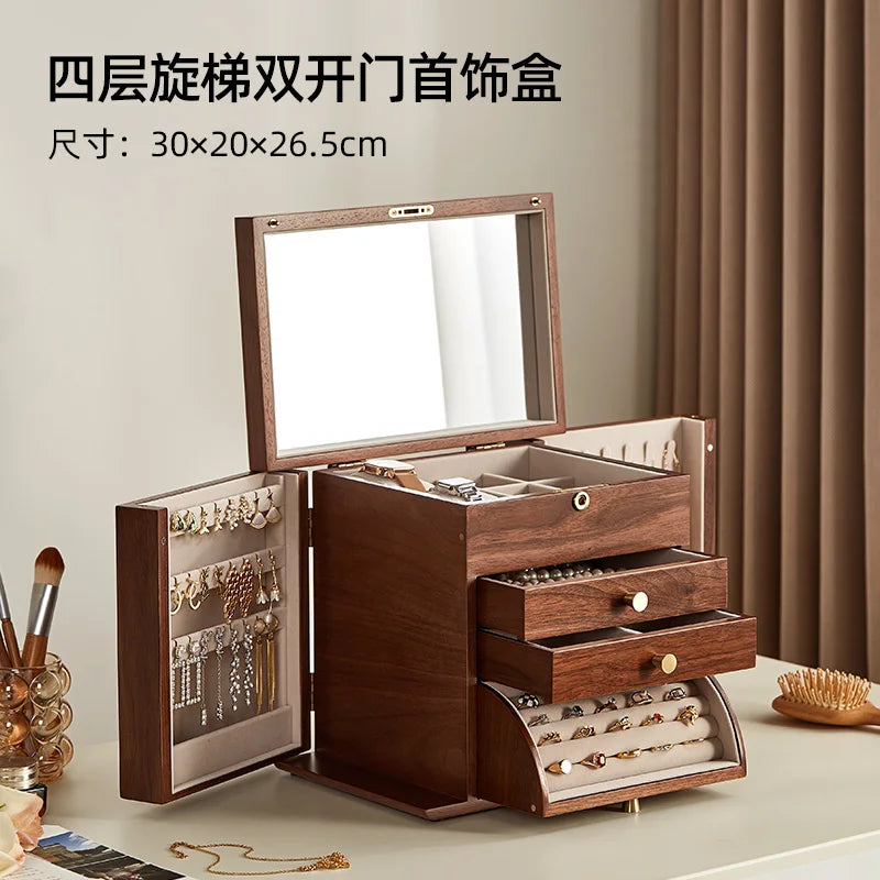 2024 New Large-capacity Wooden Jewelry Box Storage Cabinet New Chinese High-end Gold Jewelry Storage Box Oasis Select I
