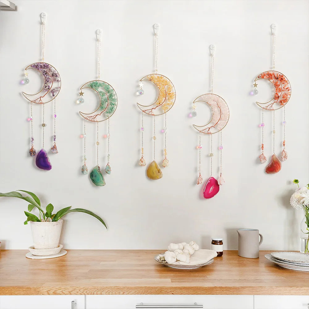 Sun Catcher Decorative Rainbow Natural Wind Chime Room Balcony Sunlight Capture Dream Catcher Crushed Stone Pendant Gift Oasis Select