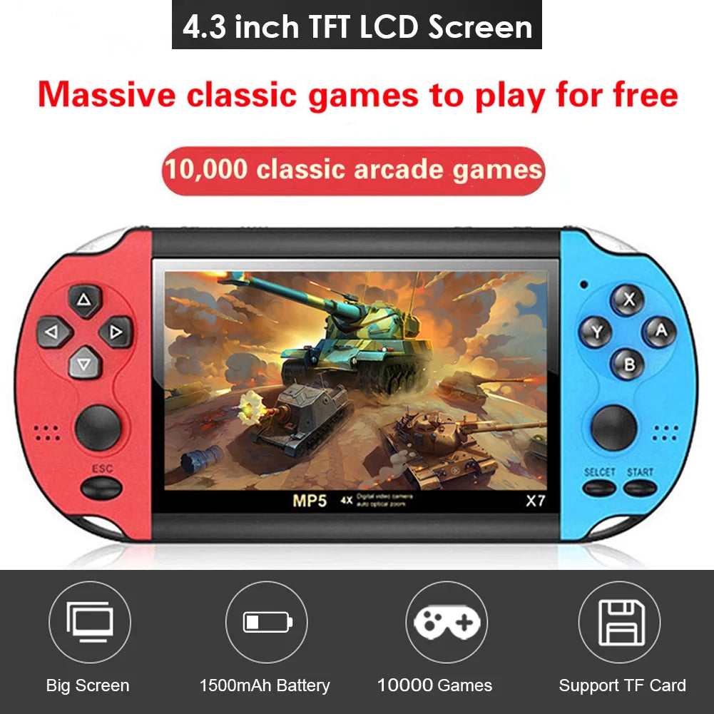 AyeBeau X7 Handheld Retro Game Console | 10,000 Games, 4.3"
