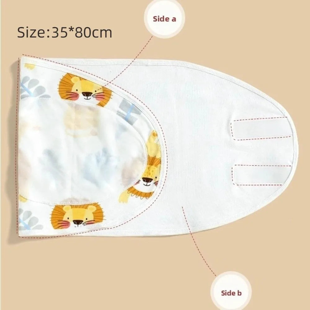 Comfortable Anti-startle Sleeping Bag Cotton Single Layer Swaddle Blanket Cartoon Newborn Wrap Oasis Select