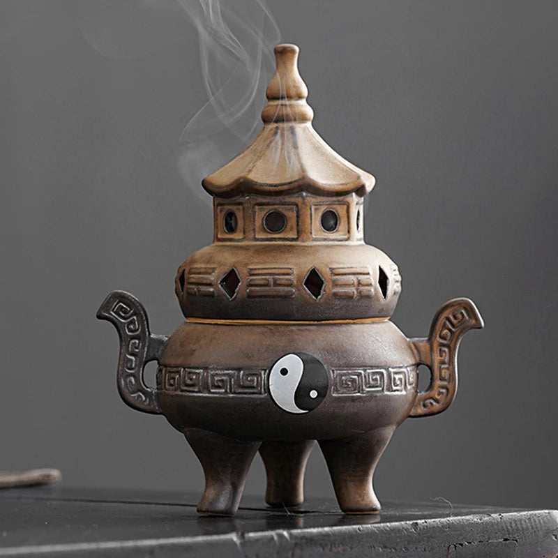 Tall Tai Chi Eight Trigu Stove Living Room Decoration Creative Home Indoor Plate Incense Burner Ceramic Incense Burner Oasis Select