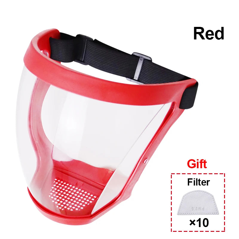 Work Protection Mask Transparent Facial Shield Transparent Facial Protector Face Protective Screen Kitchen Accessories Gadgets Oasis Select Red