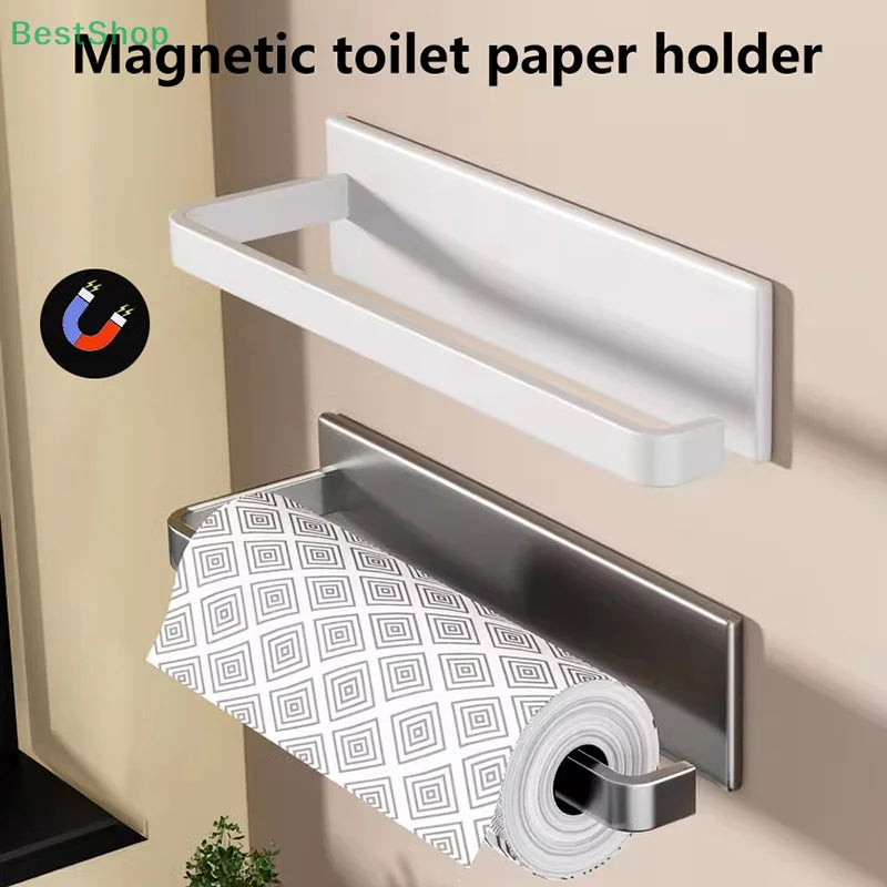 Magnetic Paper Towel Holder – No-Drill Wall Mount Shelf