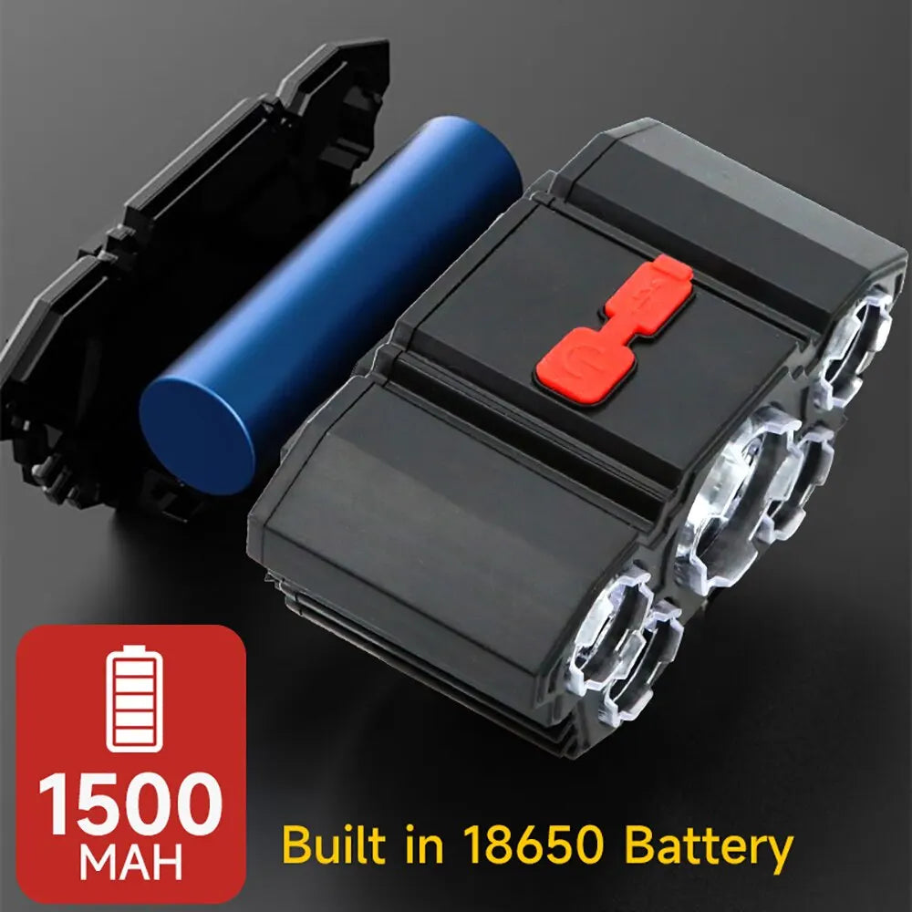 5 LED Headlamp Rechargeable with Built in 18650 Battery Strong Light Headlight Camping Adventure Fishing Head Light Flashlight Oasis Select