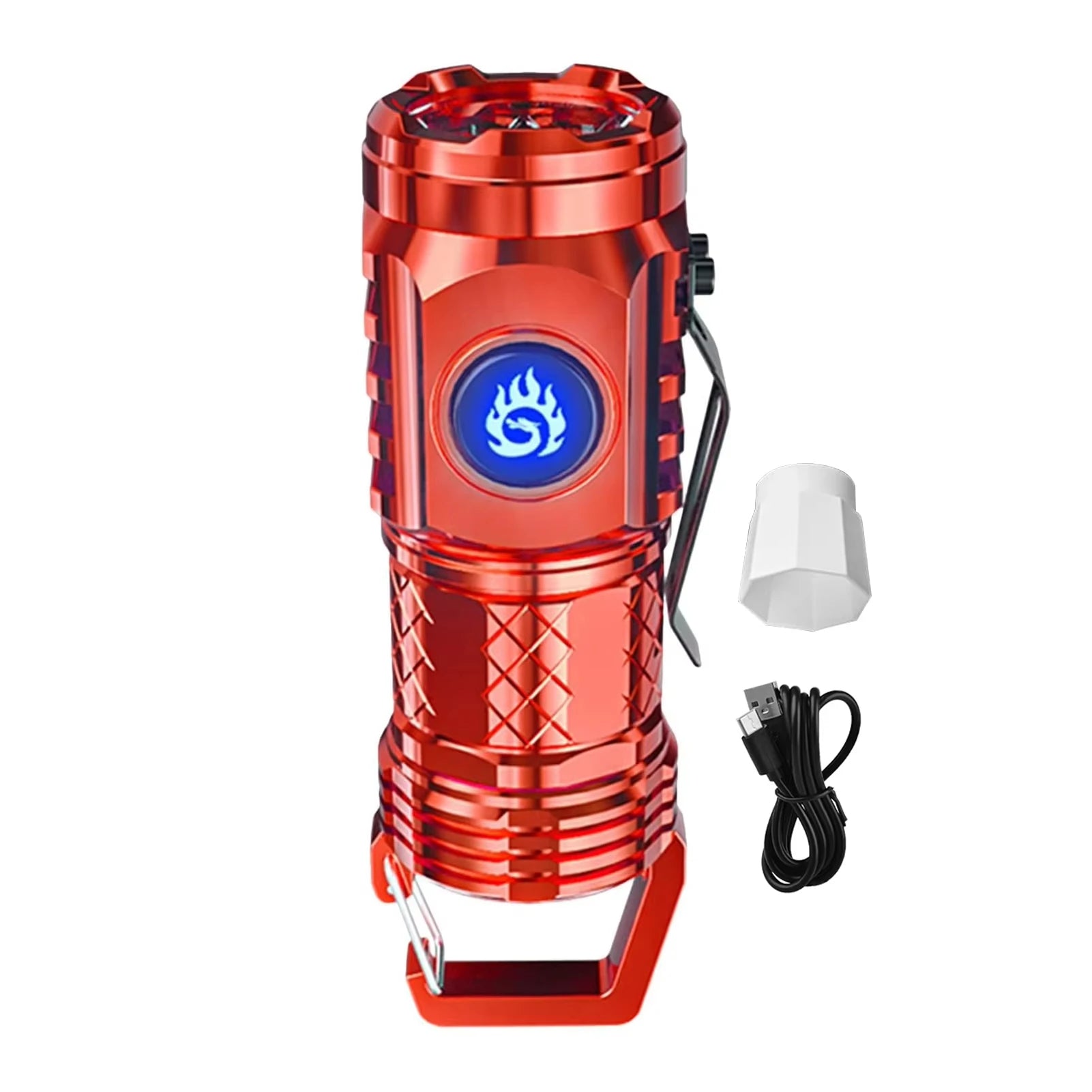 Powerful Mini Handheld Flashlight USB Rechargeable Pocket Torch for Outdoor with 5 Modes Camping Hook Lantern Tent Light Oasis Select Red Fixed Focus