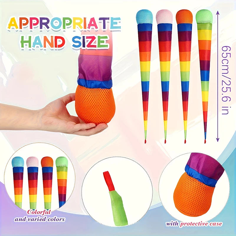 1-20PCS Rainbow Ball with Soft Tail Outdoor Indoor Throwing Catching Play Toy Sensory Integration Coordination Training Sports Oasis Select