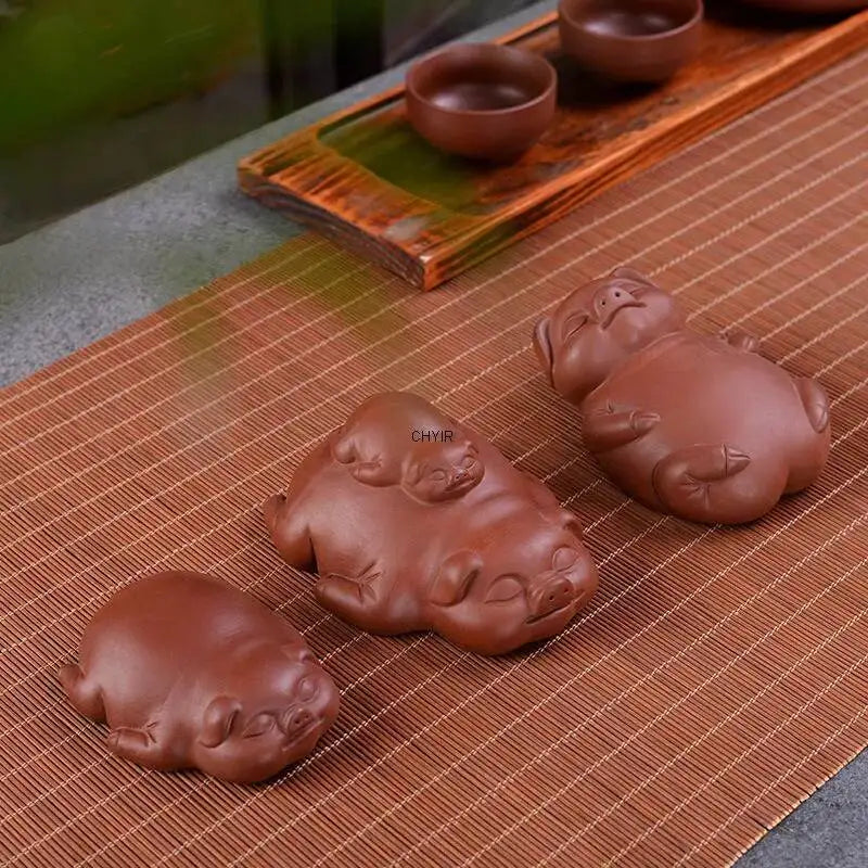 Purple Clay Pig Tea Pet Pig Can Raise Tea Table, Tea Art, Tea Ceremony, Creative Personality, Tea Table Ornaments Oasis Select