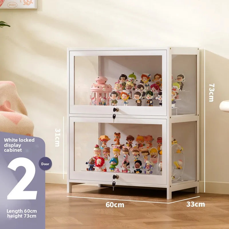 Figure Cabinet Transparent Lego Display Cabinet with Lock Household Blind Box Ornament Accessories Millet Storage Secondary Oasis Select Two doors 60 long