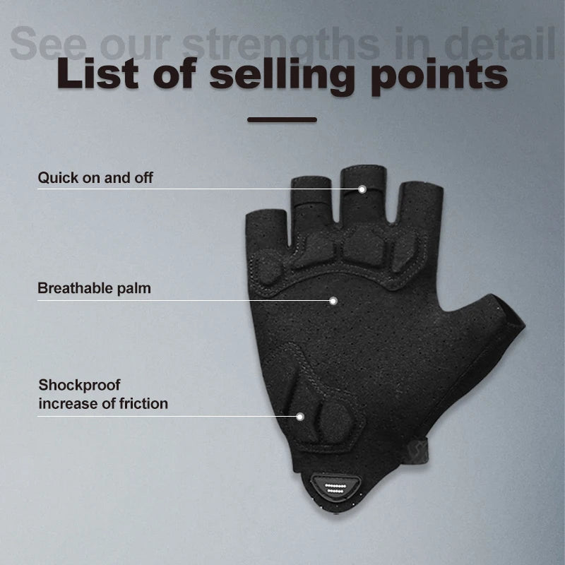 Cycling Anti-slip Anti-sweat Men Women Half Finger Gloves Breathable Anti-shock Sports Gloves Bike Bicycle Glove Run Fitness Spo Oasis Select