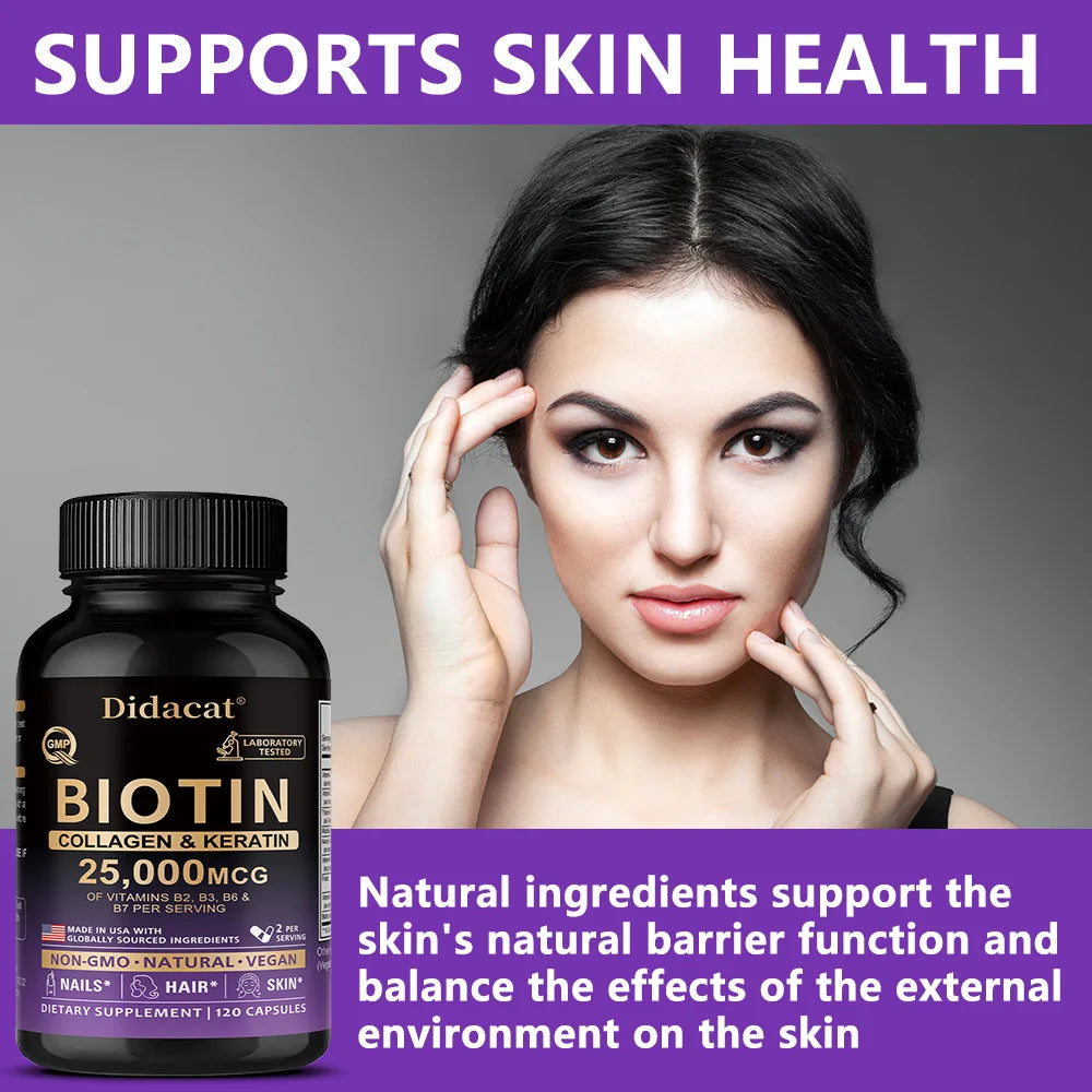 Biotin 25000 mcg + Collagen & Keratin – Hair, Skin & Nails Hair & Beauty Supplement Oasis Select