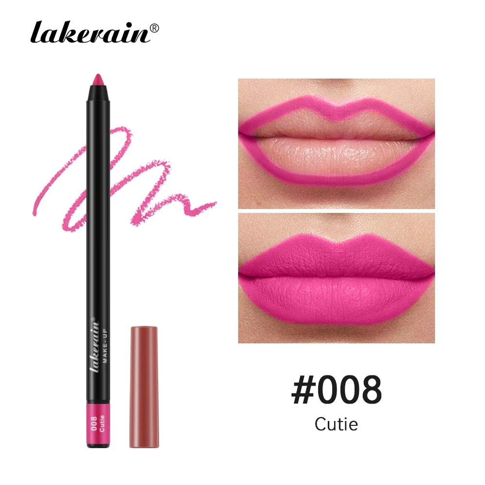 12 Colors Matte Lipliner Pencil Red Contour Tint Lipstick Waterproof Long Lasting Non-stick Cup Moisturising Lips Makeup Oasis Select 8 Cutie