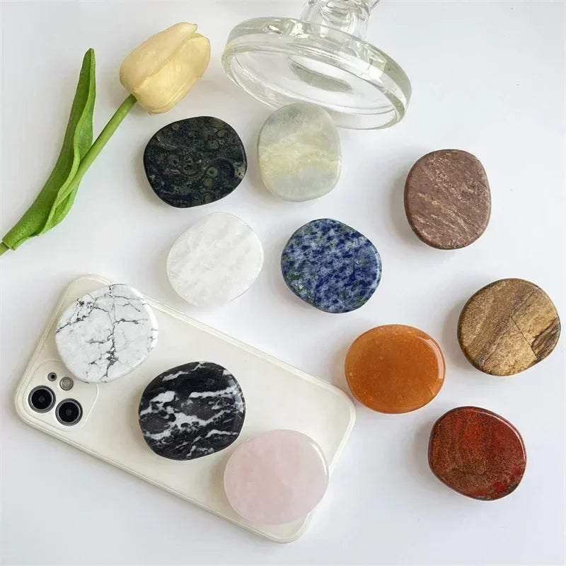 Natural Stone Shaped Phone Socket Holder Finger Grip Bracket Support Telephone for IPhone 15 14 13 Samsung Pocket Socket Stand Oasis Select