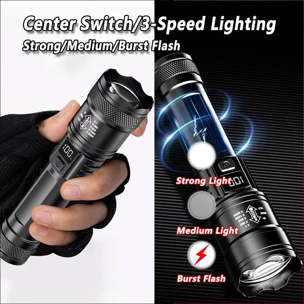 KDULIT USB Rechargeable LED Flashlight | Zoomable Camping Torch