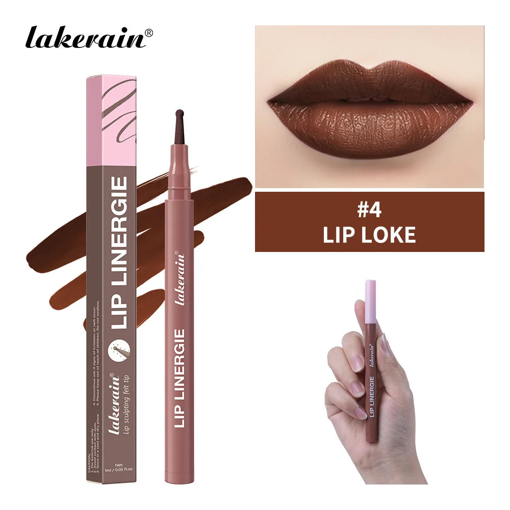 2-in-1 Lip Contour Lip Stain Pen Smudge-proof Non-stick Cup Moisturizing Lip Makeup Cosmetic Dual-Sided Tip Lip Stain & Liner Oasis Select Color 4