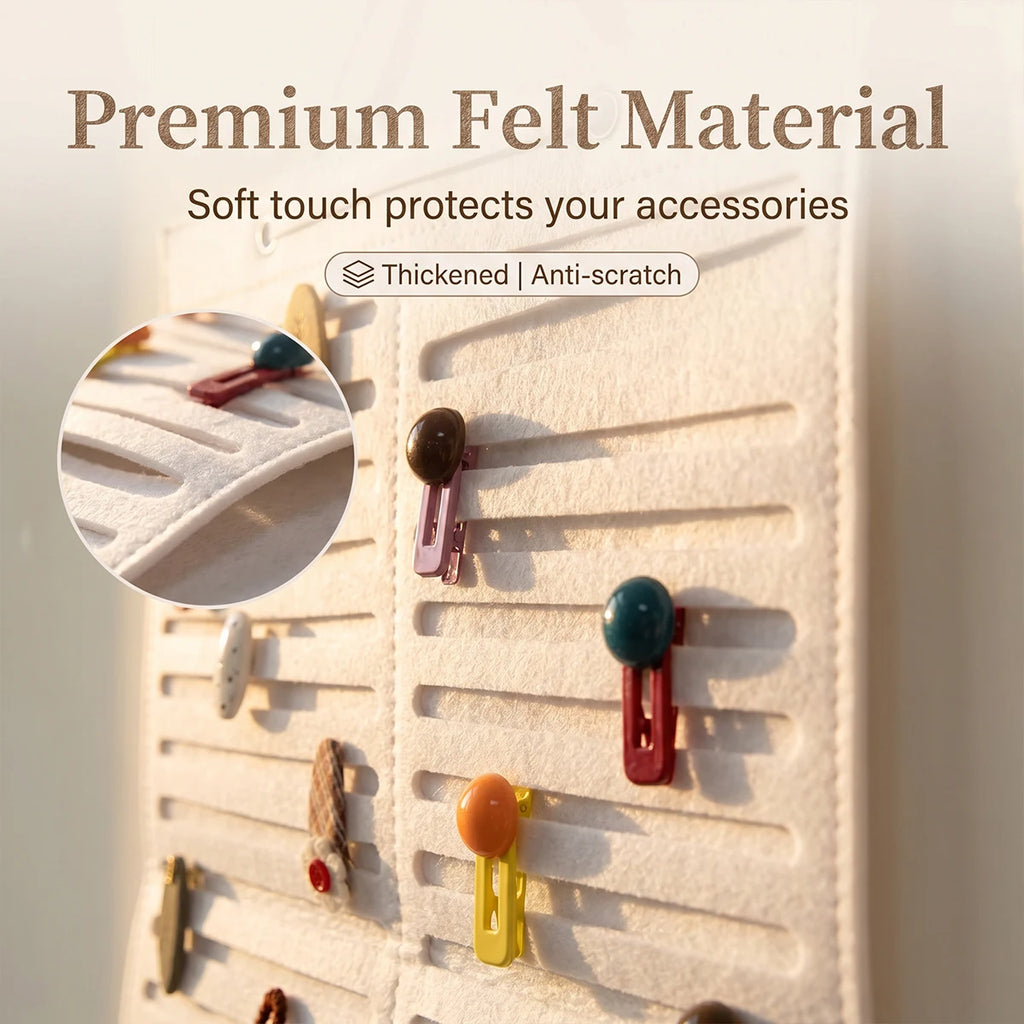 1pc foldable white felt hair accessory hanging storage bag rectangular design suitable for hair accessories hair clips glasses Oasis Select