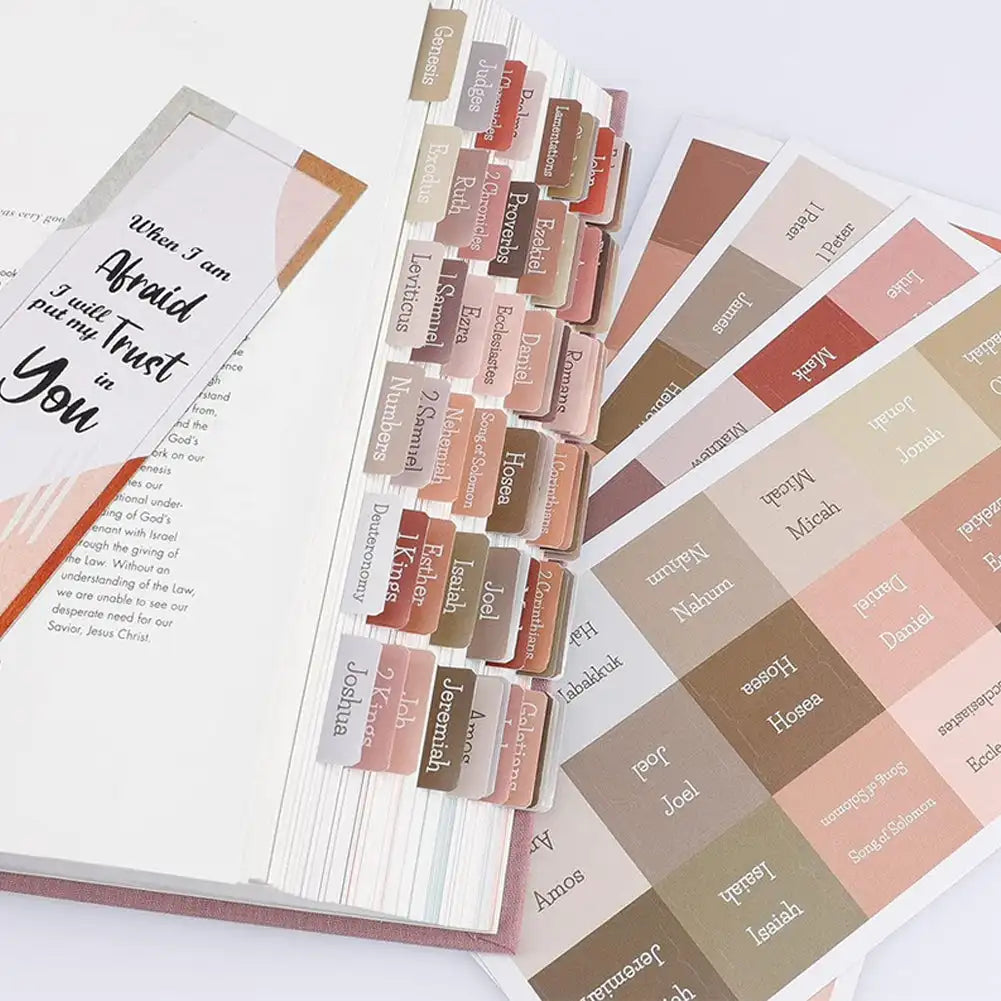 5/6 Sheets Bible Index Label Sticker Writable Self-adhesive Paper Tabs Bible Index Tabs for Read Bookmark Stickers Study Tool Oasis Select